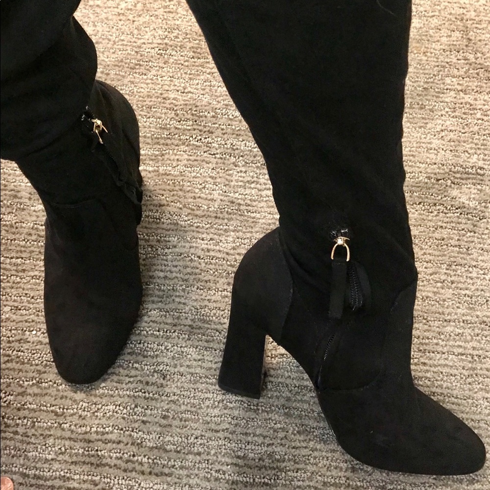 Thigh high suede boots